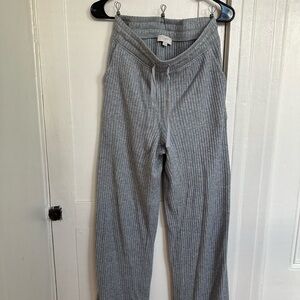 LOFT Gray Ribbed Track Pants with Stretchy Waistband